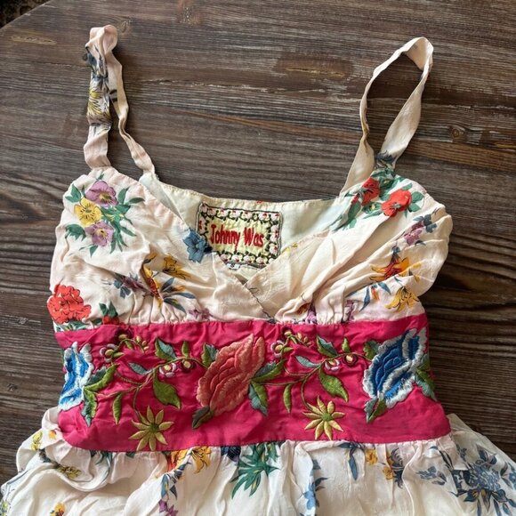 Johnny Was 100% Silk Floral Dress Women's Size Small - Picture 11 of 15